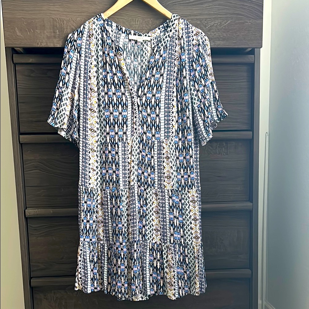 Blue and White Patterned Dress